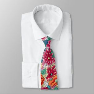 Kleurrijk Chinees Floral Patroon Stropdas