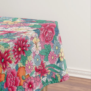 Kleurrijk Chinees Floral Patroon Tafelkleed