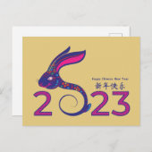 Kleurrijk Chinees Jaar van de Konijn T-Shirt Briefkaart (Voorkant / Achterkant)