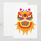 Kleurrijk Chinees Leeuwendans Hoofd Kaart (Voorkant / Achterkant)