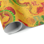 Kleurrijk Chinees Nieuwjaar van de Draak 2024 Cadeaupapier (Rol Hoek)