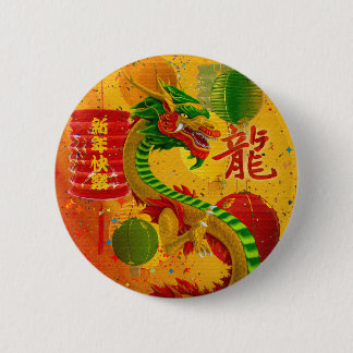 Kleurrijk Chinees Nieuwjaar van de Draak 2024 Ronde Button 5,7 Cm