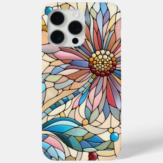 Kleurrijk chique Glas in lood bloemenkunstpatroon Case-Mate iPhone Case (Achterkant)