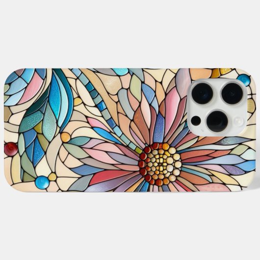Kleurrijk chique Glas in lood bloemenkunstpatroon Case-Mate iPhone Case (Achterkant (horizontaal))