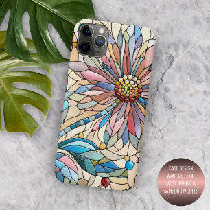 Kleurrijk chique Glas in lood bloemenkunstpatroon iPhone 15 Pro Max Hoesje