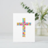 Kleurrijk christelijk kruis briefkaart (Staand voorkant)