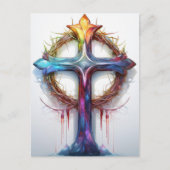 Kleurrijk Christelijk kruis over doornenkroon Briefkaart (Voorkant)