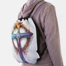 Kleurrijk Christelijk kruis over doornenkroon