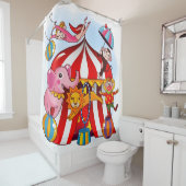 Kleurrijk circus met grote top tent, clown, olifan douchegordijn (In situ)