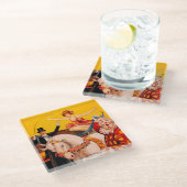 kleurrijk Circus Performer Poster Glazen Onderzetter (Schuin)