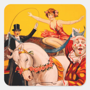 kleurrijk Circus Performer Poster Vierkante Sticker