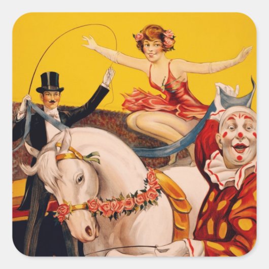  kleurrijk Circus Performer Poster Vierkante Sticker (Voorkant)