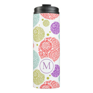 Kleurrijk cirkelvormig patroon thermosbeker