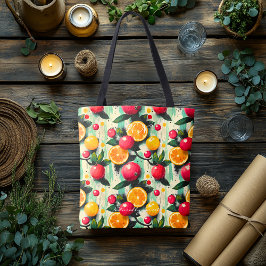 Kleurrijk citrusvruchtenpatroon – Levendig botanis Tote Bag