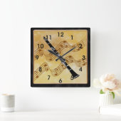 Kleurrijk Clarinet-ontwerp met bijbehorend lijst Vierkante Klok (Huis)