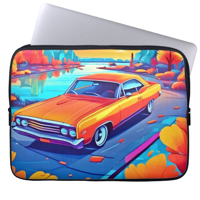 Kleurrijk Classic Ride Design Laptop Sleeve (Voorkant)