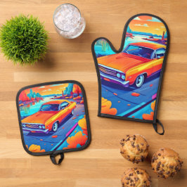 Kleurrijk Classic Ride Design Ovenwant & Pannenlap Set