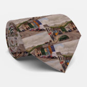 Kleurrijk Clifden Ierland met Blauw Groen Rood Stropdas (Opgerold)