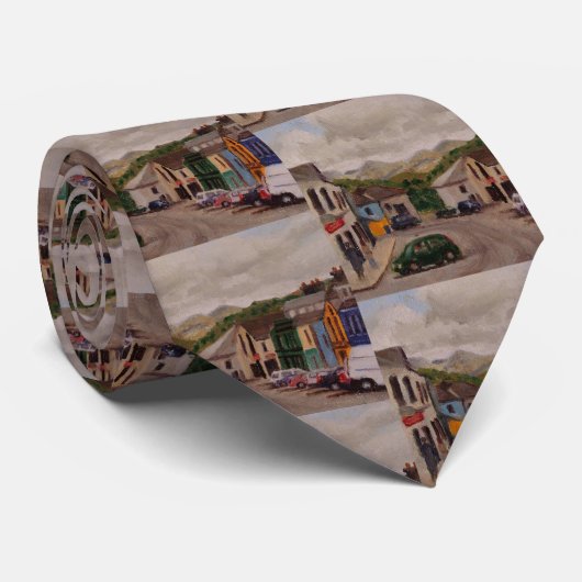 Kleurrijk Clifden Ierland met Blauw Groen Rood Stropdas (Opgerold)