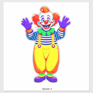 Kleurrijk Clownpersonage In Fel Kostuum Sticker