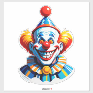 Kleurrijk Clownpersonage In Fel Kostuum Sticker