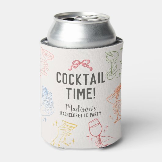 Kleurrijk Cocktail Feest Retro Bruidsmeisjes Favor Blikjeskoeler (Blikje Voorkant)
