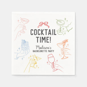 Kleurrijk Cocktailfeest Retro Meisjesfeest voor he Servet