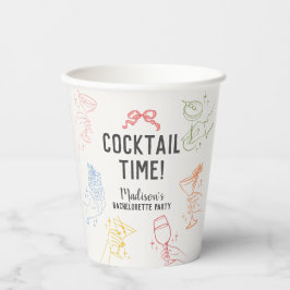 Kleurrijk Cocktailfeest Retro Meisjesuitje voor Br Papieren Bekers