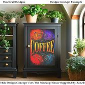 Kleurrijk Coffee Café Bord Design EY3 Découpage Tissuepapier