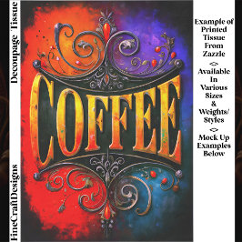 Kleurrijk Coffee Café Bord Design EY3 Découpage Tissuepapier