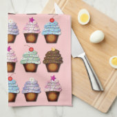 Kleurrijk Collectie van Cupcakes Theedoek (Quarter Fold)