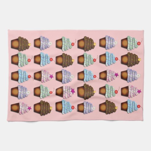 Kleurrijk Collectie van Cupcakes Theedoek (Horizontaal)