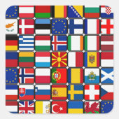 Kleurrijk collectie van wereldvlaggen vierkante sticker (Voorkant)