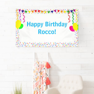 Kleurrijk Confetti & Ballonnen Kinderen Verjaardag Spandoek