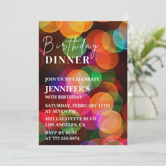 Kleurrijk Confetti diner 96ste verjaardag Kaart (Staand voorkant)