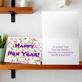 Kleurrijk Confetti Gelukkig Nieuwjaar Aangepast Be Feestdagen Kaart