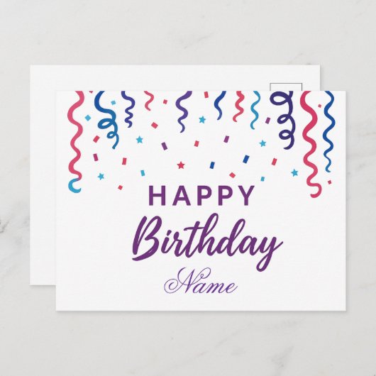 Kleurrijk Confetti Gelukkig Verjaardag Briefkaart (Voorkant / Achterkant)