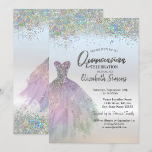 Kleurrijk Confetti Jurk Quinceañera Kaart
