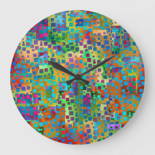 Kleurrijk Confetti, Meerkleurig Abstract met Vierk Grote Klok