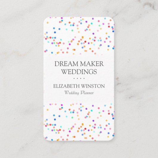 Kleurrijk Confetti Modern Elegante Trouw Visitekaartje (Voorkant)