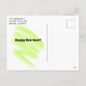 Kleurrijk Confetti Nieuwjaar Groene Kronkel Sjablo Feestdagenkaart (Achterkant)