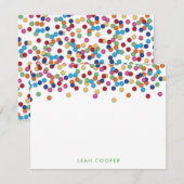 Kleurrijk Confetti Notitiekaartje (Voorkant / Achterkant)