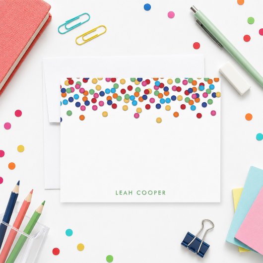 Kleurrijk Confetti Notitiekaartje