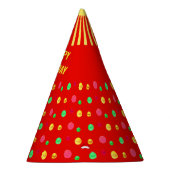 Kleurrijk confetti op rood feesthoedjes (Rechts)