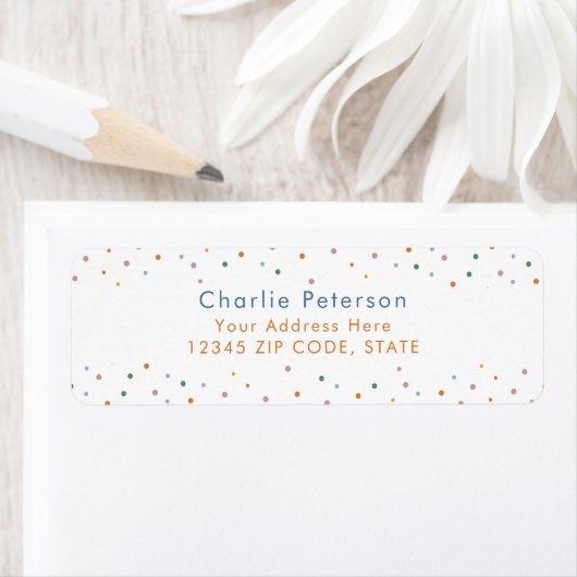 Kleurrijk Confetti Retouradres Label (Insitu)
