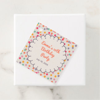 Kleurrijk Confetti Verjaardags Vierkant Favor Tag Bedankjes Labels