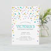 Kleurrijk Confetti Verjaardagsfeestje Kaart (Staand voorkant)