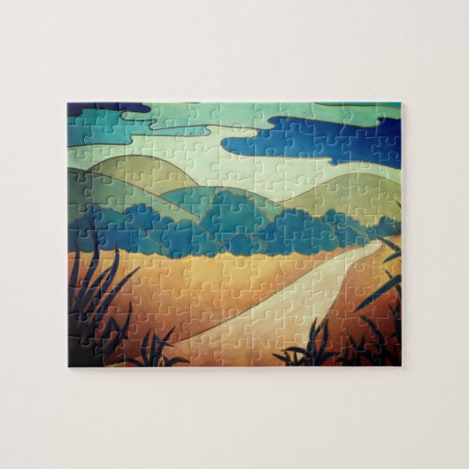 kleurrijk contemporeus abstract landschap legpuzzel (Horizontaal)