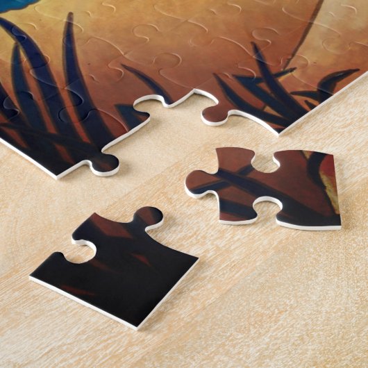 kleurrijk contemporeus abstract landschap legpuzzel (Zijkant)