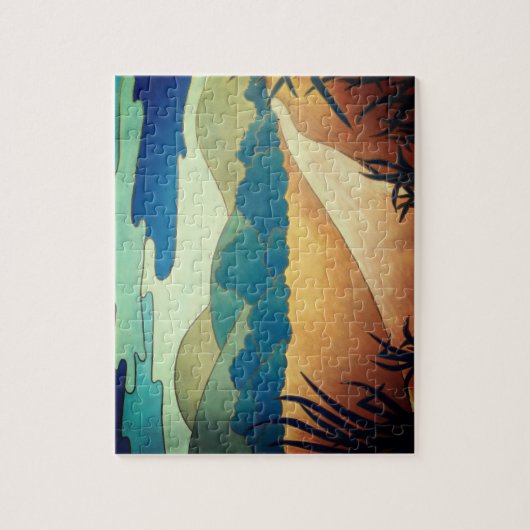 kleurrijk contemporeus abstract landschap legpuzzel (Verticaal)
